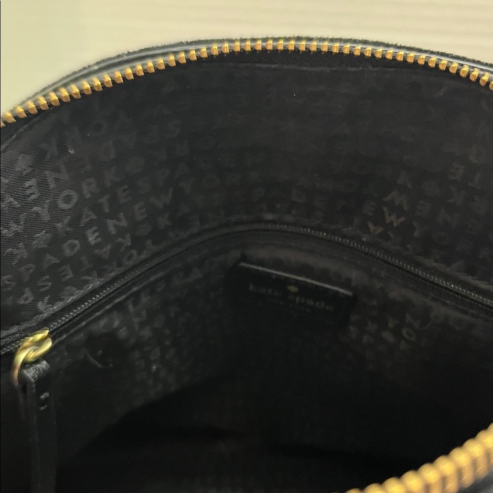 Kate Spade pearl satchel/crossbody. Black velvet & leather. Gold hardware. EUC. - Picture 8 of 9